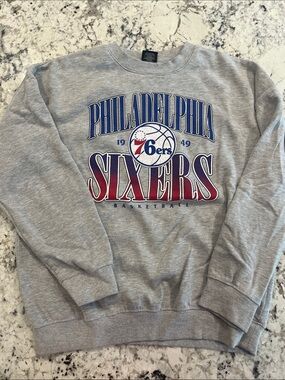 NBA Philadelphia 76ers Gray Crewneck with Blue and Red Logo